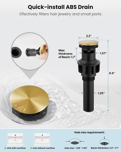 Miniatura 5 de Airuida Grifo de Lavabo de Baño Centerset de 4 Pulgadas – Grifo de Tocador de Acero Inoxidable de 2 Manijas con Desagüe Pop Up, Líneas de Suministro