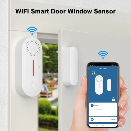 Miniatura 2 de Sensor de puerta inteligente WiFi, alarma inalámbrica con sensor de ventana de puerta, mini sensor de contacto para seguridad del hogar