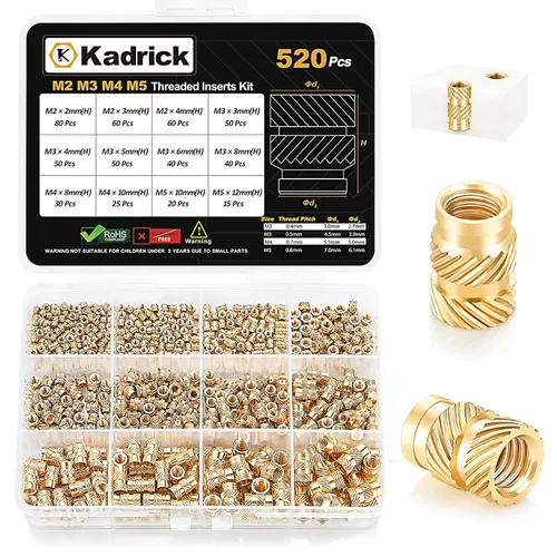 Miniatura 11 de 300 piezas de inserciones roscadas M2 M2.5 para plástico con puntas de ajuste térmico, kit de inserciones de ajuste térmico M2 y M2.5, inserciones