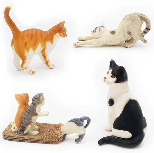 Miniatura 6 de Gemini&Genius 6 juguetes de gato para niños, figuras de gato, gatitos realistas para niños pequeños, juguetes divertidos de animales para mascotas