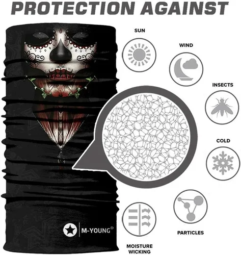 Miniatura 2 de Máscara de calavera, pañuelo para el cuello, gorro, bufanda mágica, diadema para protección de polvo, sol y viento