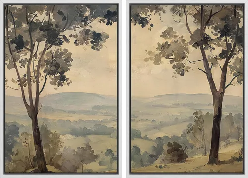 Miniatura 148 de MUDECOR Lienzo enmarcado para pared, bosque brumoso, reflejos, paisaje tranquilo, ilustraciones modernas, arte decorativo, bohemio, tranquilo/zen