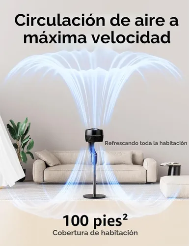 Miniatura 2 de JRD Ventilador para dormitorio, ventilador oscilante de 70°, ventiladores de pedestal silencioso de 100 pies para oficina en casa, vertical manual