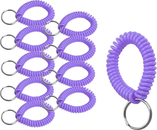 Miniatura 50 de Lucky Line - Resorte de muñeca en espiral de 2 pulgadas de diámetro con llavero de acero, multicolor, pulsera flexible para muñeca, se estira hasta