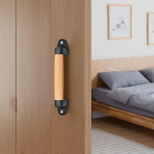 Miniatura 2 de SELEWARE Manija de madera para puerta de granero de 9 pulgadas, para valla, puerta de granero, armario, cobertizos para puertas correderas, Soportes