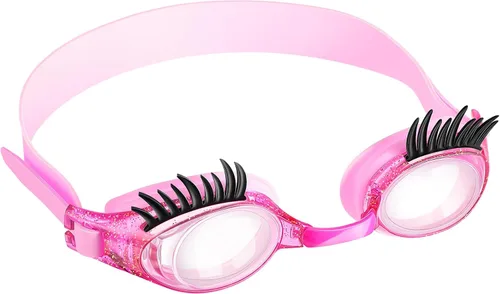 Miniatura 10 de Konohan Gafas de natación para niños, pestañas para niñas, divertidas gafas de natación sin fugas, antivaho y UV para extensiones de pestañas