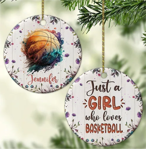 Miniatura 12 de Hyturtle Adorno de Navidad personalizado para amantes del béisbol, adorno de cerámica con nombre personalizado de Just A Girl Who Loves Baseball