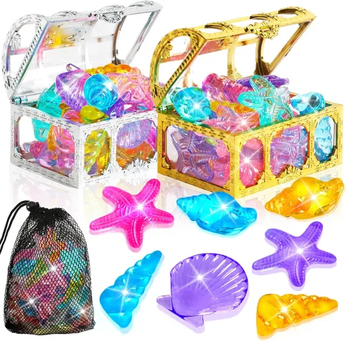 Miniatura 8 de MARFOREVER 18 piezas de juguetes grandes de piscina de gemas de buceo – 16 gemas de buceo coloridas sumergidas bajo el agua, juguetes de piscina