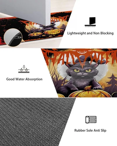 Miniatura 2 de Tapete de baño de Halloween para bañera, antideslizante, de secado rápido y absorbente, tierra de diatomeas, cocina, ducha, fregadero, lavable
