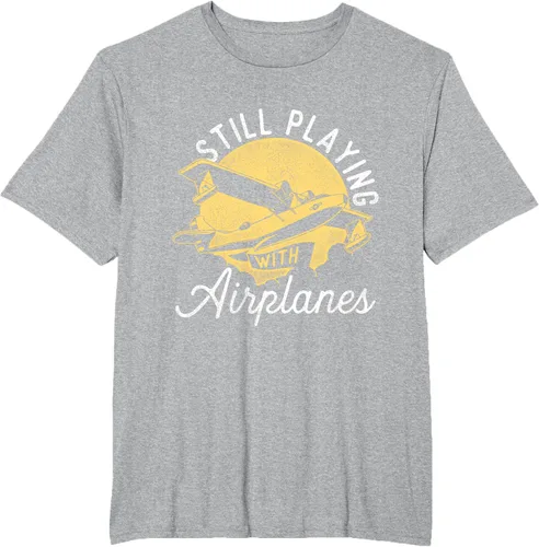 Miniatura 42 de Still Playing With Airplanes - Camiseta de control remoto RC Avión Piloto, Negro