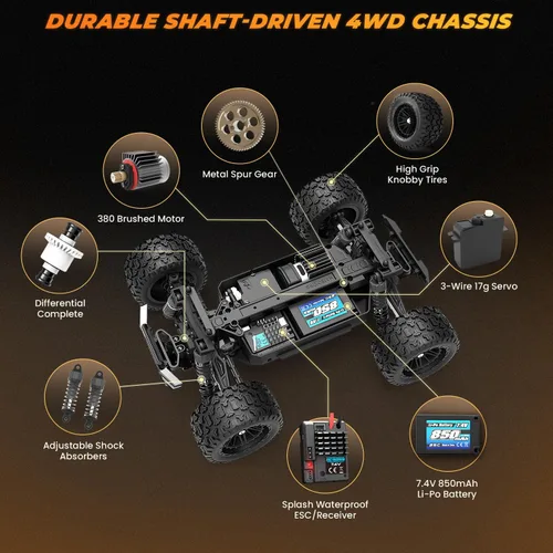 Miniatura 3 de HAIBOXING Camión monstruo a control remoto RC escala 1:18 18859E, auto a control remoto rápido de 2.4 GHz, 4 ruedas motrices, vehículo eléctrico