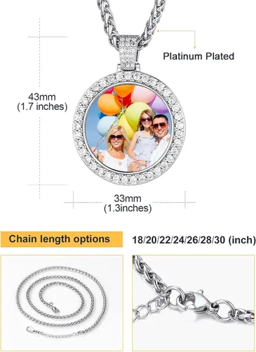 Miniatura 6 de U7 Collar de fotos personalizado para hombres y mujeres, joyería personalizada con dije de cualquier imagen, cuerda de acero inoxidable, espiga