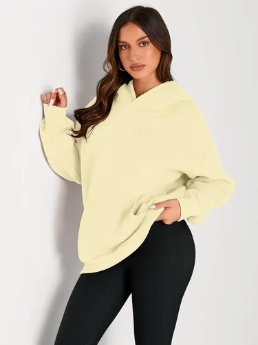 Miniatura 240 de Trendy Queen - Sudaderas extragrandes con capucha para mujer, suéteres de manga larga, sin botones, de vellón, de otoño, ropa de invierno