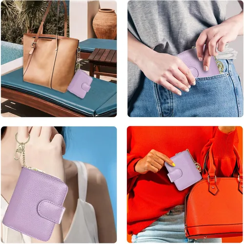 Miniatura 6 de Beurlike billetera de cuero, con tarjetero con bloqueo RFID, organizador, billetera segura para mujer