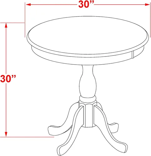 Miniatura 10 de East West Furniture Eden - Juego de 3 piezas para espacios pequeños que contiene una mesa de comedor redonda con pedestal y 2 sillas tapizadas