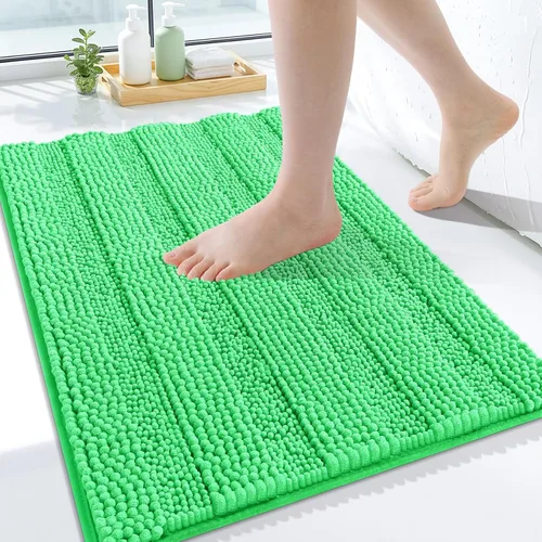 Miniatura 53 de Grandaily Alfombras de baño de felpilla a rayas de 24 x 16 pulgadas, extra gruesas y suaves, absorbentes, parte trasera de goma, alfombra de ducha