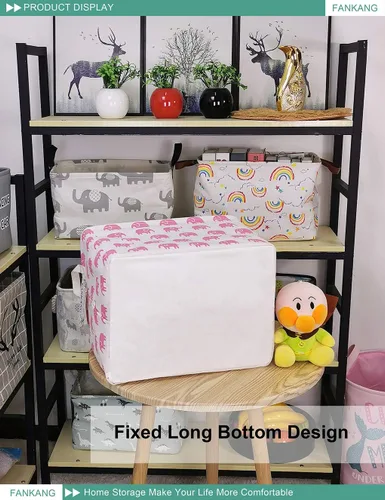 Miniatura 9 de FANKANG - Canasta plegable de almacenamiento para guardería, con revestimiento de polietileno impermeable, de grand tamaño, para niños y niñas