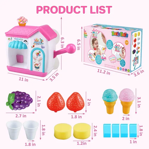 Miniatura 6 de Gretex Juguetes de Baño para Niñas Pequeñas de 3 4 5 6 7 8 Años, Juguete de Baño Fabricante de Helados de Burbujas, Juguetes de Ducha, Juguetes