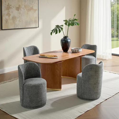 Miniatura 11 de HULALA HOME Boucle Silla de comedor giratoria – Sillas de cocina de barril tapizadas de sherpa con rotación de 360 grados, silla de tocador moderna