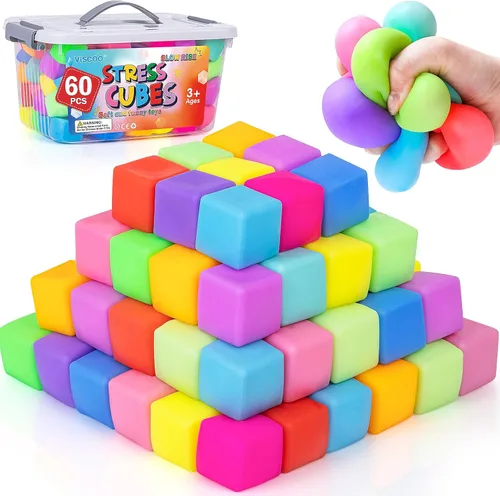 Miniatura 11 de Paquete de 8 pelotas antiestrés de aumento lento, bolas antiestrés para niños y adultos, juguetes elásticos para aliviar la ansiedad, terapia