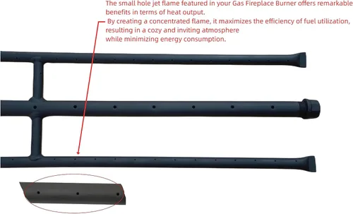 Miniatura 3 de Quemador H rectangular para chimenea de gas y hoguera con quemador de gas con 3 tubos (38 cm) Patente solicitada