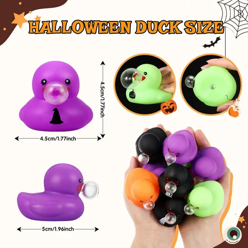Miniatura 2 de Junkin 50 mini patos de goma de Halloween a granel de 1.97 pulgadas, patos sin agujero, patos pequeños de goma a granel para decoración de fiesta