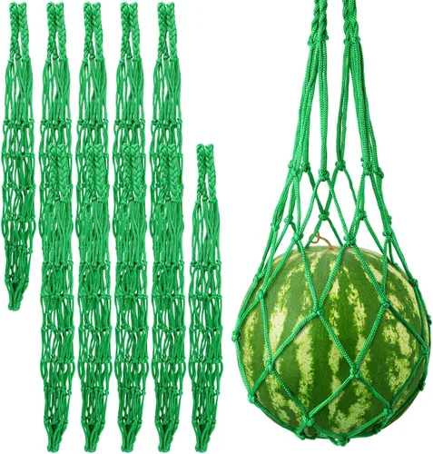 Miniatura 8 de Paquete de 10 hamacas de melón con redes de sandía, hamaca de melón para enrejado de redes de sandía resistentes, perfecta para cultivar melones Rojo