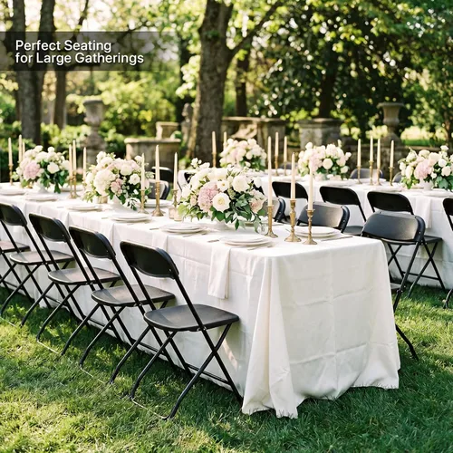Miniatura 2 de Paquete de 10 sillas plegables, sillas de comedor plegables negras para bodas, fiestas, eventos, exteriores e interiores, sillas plegables