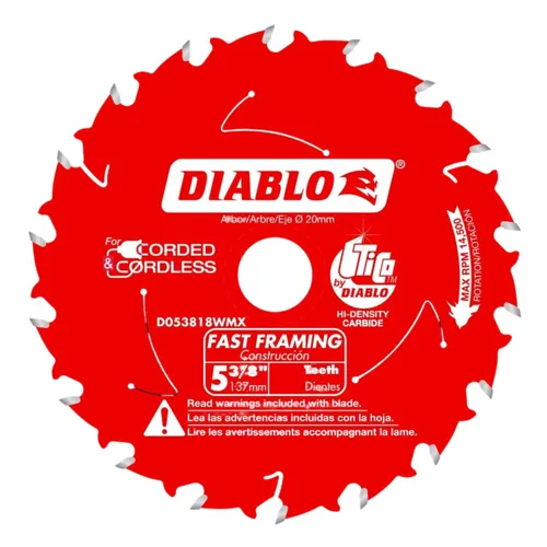 Miniatura 5 de Diablo - Hoja de sierra de acabado de alto rendimiento para madera - 6-1/2" x 40 dientes, carburo Tico - D0641X