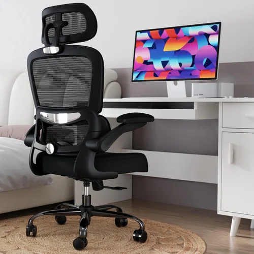 Miniatura 8 de TRALT Silla de oficina ergonómica de escritorio, 330 libras, sillas de escritorio de oficina de malla para el hogar con ruedas, cómodas sillas