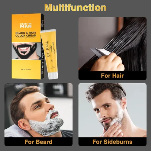 Miniatura 4 de Tinte para barba para hombres, colorante de barba para hombres, tinte negro para bigote y barba para hombres, 3 piezas de tinte de barba para hombre