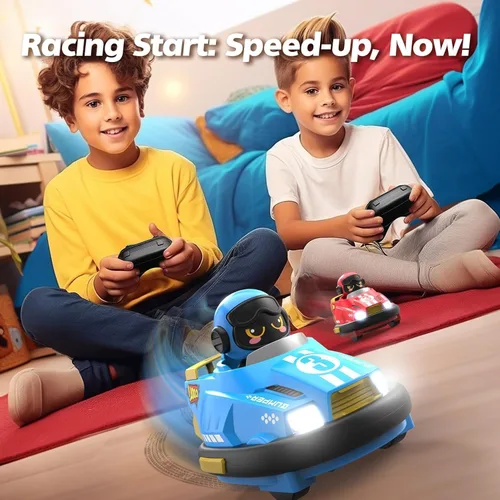 Miniatura 3 de OBEST Paquete de 2 autos de control remoto, auto de choque de expulsión RC para niños, luz y sonido y autos de parachoques giratorios de 360°