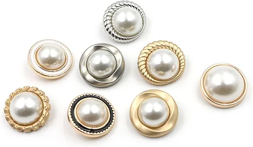 Miniatura 2 de 5 piezas de botones de oro con perlas de metal para mujer, botones para abrigo de suéter, decoración para ropa, accesorios de costura y manualidades