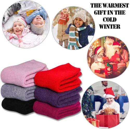 Miniatura 6 de MQELONG Calcetines de lana para niños niñas y niños lindos animales gruesos cálidos calcetines de invierno 6 pares