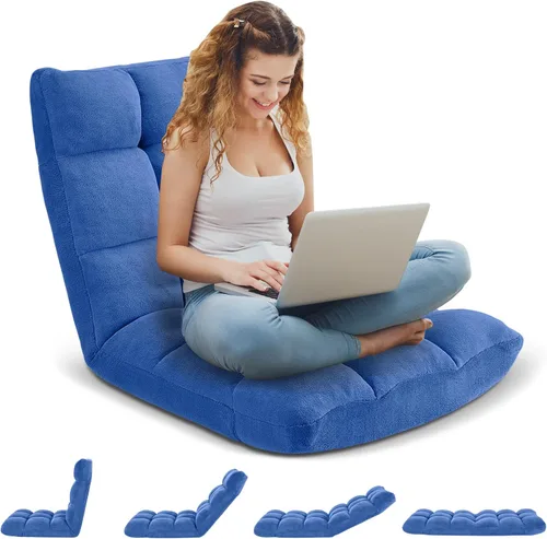 Miniatura 4 de Silla de Gaming Plegable para Suelo de 14 Posiciones Acolchada Ajustable Silla de Suelo Lazy Sofa con Algodón Transpirable y Terciopelo Amigable