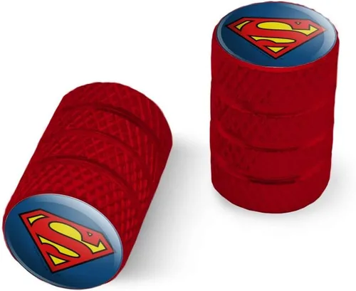 Miniatura 12 de GRAPHICS & MORE Superman Classic S Shield Logo Moto Bicicleta Llanta Llanta Llanta Tapones de Válvula de Aluminio Negro