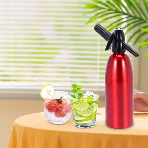 Miniatura 6 de Sifón de soda, máquina de agua carbonatada de 1 litro, máquina de refrescos, máquina portátil de agua con gas de aluminio para el hogar, bar, hacer
