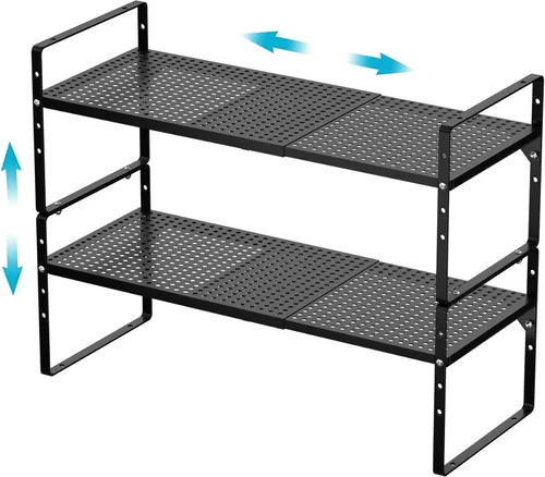 Miniatura 10 de iPEGTOP Estante organizador de estante de almacenamiento expandible para gabinete, estante de especias de metal apilable de acero resistente, altura