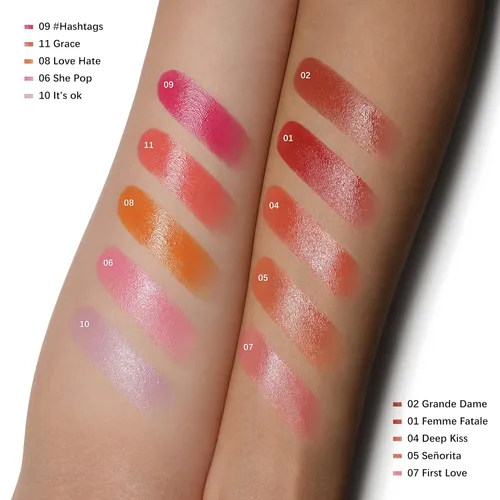 Miniatura 8 de Oulac Lápiz Labial Rosa Hidratante con Brillo - Lápiz Labial Hidratante Bálsamo Labial Tintado Brillante, Acabado Brillante Transparente Jugoso