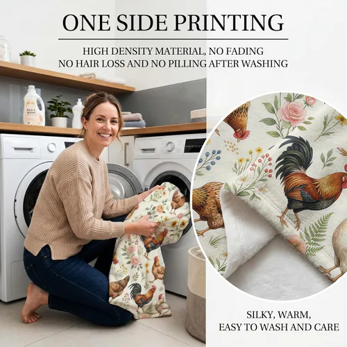 Miniatura 4 de Jekeno Manta de gallina de gallina de acuarela, manta floral de gallina, decoración de granja, regalo para amantes del pollo, mujeres y hombres, 50