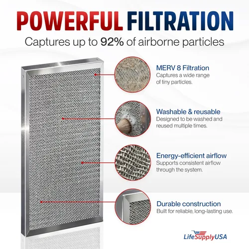 Miniatura 2 de Filtro de aire electrostático 10x20x1, MERV 8, lavable, reutilizable para estufa/aire acondicionado/HVAC, ahorro de energía, fácil de limpiar