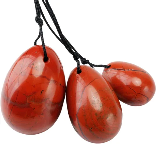 Miniatura 7 de mookaitedecor Juego de 3 huevos Yoni de cuarzo rosa, preperforados con cuerda sin encerar, piedras de masaje para mujeres para fortalecer los rosado