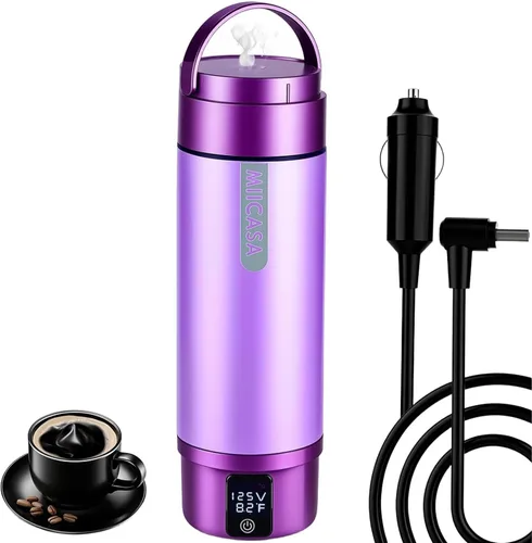 Miniatura 8 de Hervidor Eléctrico para Automóvil con Aislamiento al Vacío, Vaso Térmico de Acero Inoxidable Miicasa Calentador de Agua para Automóvil, Hervidor