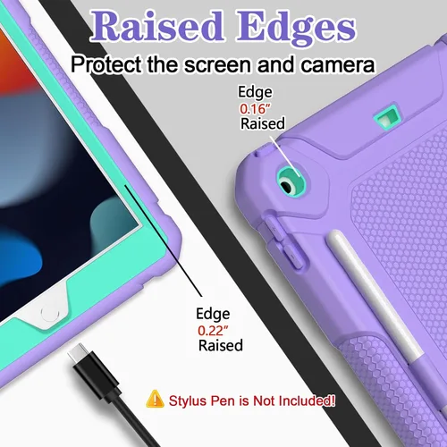 Miniatura 3 de Funda LTROP para iPad de 10.2 Pulgadas 9ª/ 8ª/ 7ª Generación (2021/2020/ 2019) con Soporte para Lápiz y Soporte, Funda Protectora Resistente Híbrida