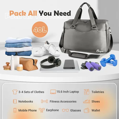 Miniatura 2 de Gryme Pequeña bolsa de gimnasio con compartimento para zapatos y bolsillo húmedo, mini bolsa de lona de 15 pulgadas para hombres y mujeres, pequeña