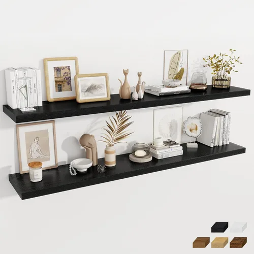 Miniatura 24 de Fun Memories Estantes flotantes de 12 pulgadas de profundidad, estantes de pared de madera de 16 x 12 pulgadas, estante de almacenamiento rústico