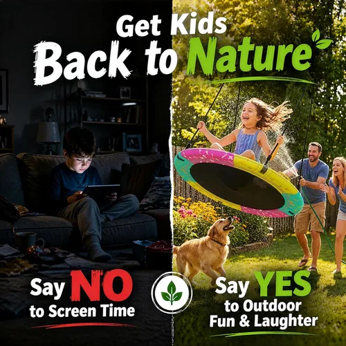 Miniatura 2 de Columpio de árbol, columpio de platillo de 43 pulgadas/48 pulgadas para niños y adultos, juegos de columpios aprobados por ASTM con capacidad