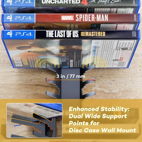 Miniatura 5 de Funturbo Soporte de Pared para Almacenamiento de Videojuegos, Soporte de Estuche de Juegos de Metal, Estantes de Almacenamiento de Medios Montados