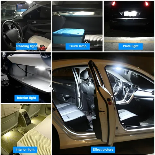 Miniatura 6 de AUCELI 42 piezas de bombillas LED para coche, juego de luces interiores de auto, bombilla de repuesto súper brillante T10 de 31 mm 36 mm 41 mm