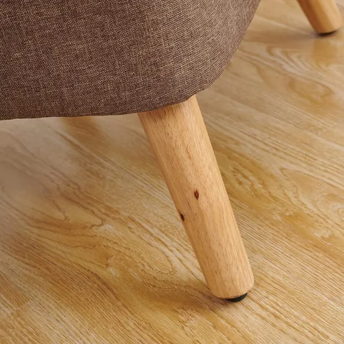 Miniatura 7 de SIMPLEOPULENCE - Silla de barril decorativa para sala de estar, silla de club tapizada de tela moderna con respaldo curvado y patas de madera Marrón